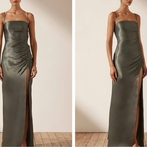 Shona Joy La Lune Ruched Maxi Dress - Olive Size 2
